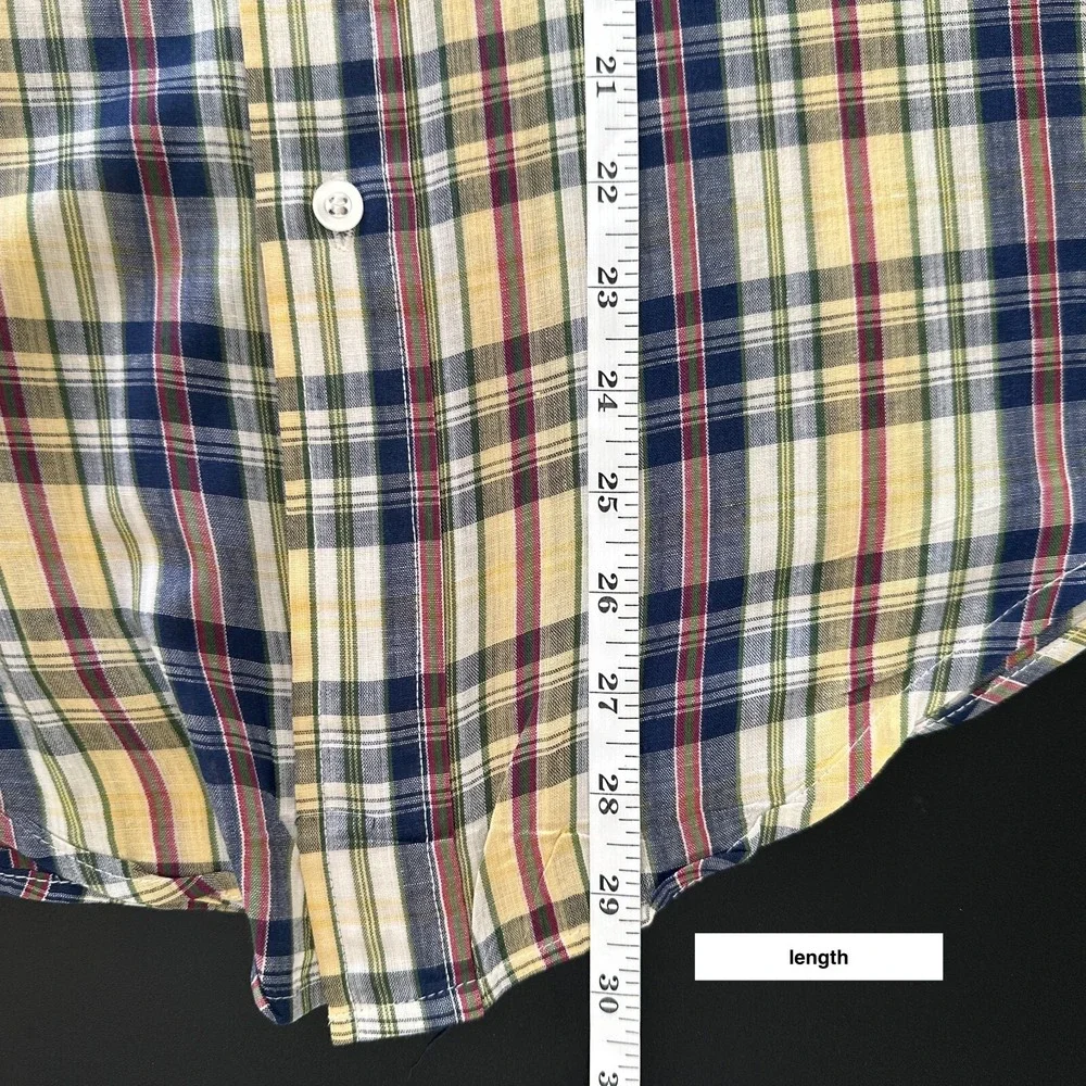 Vintage Levi's Shirt Mens Medium Long Sleeve Yellow Plaid 70s 80s Pockets Preppy